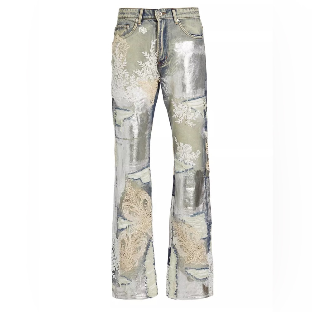 Who Decides War Metallic Lace Jeans